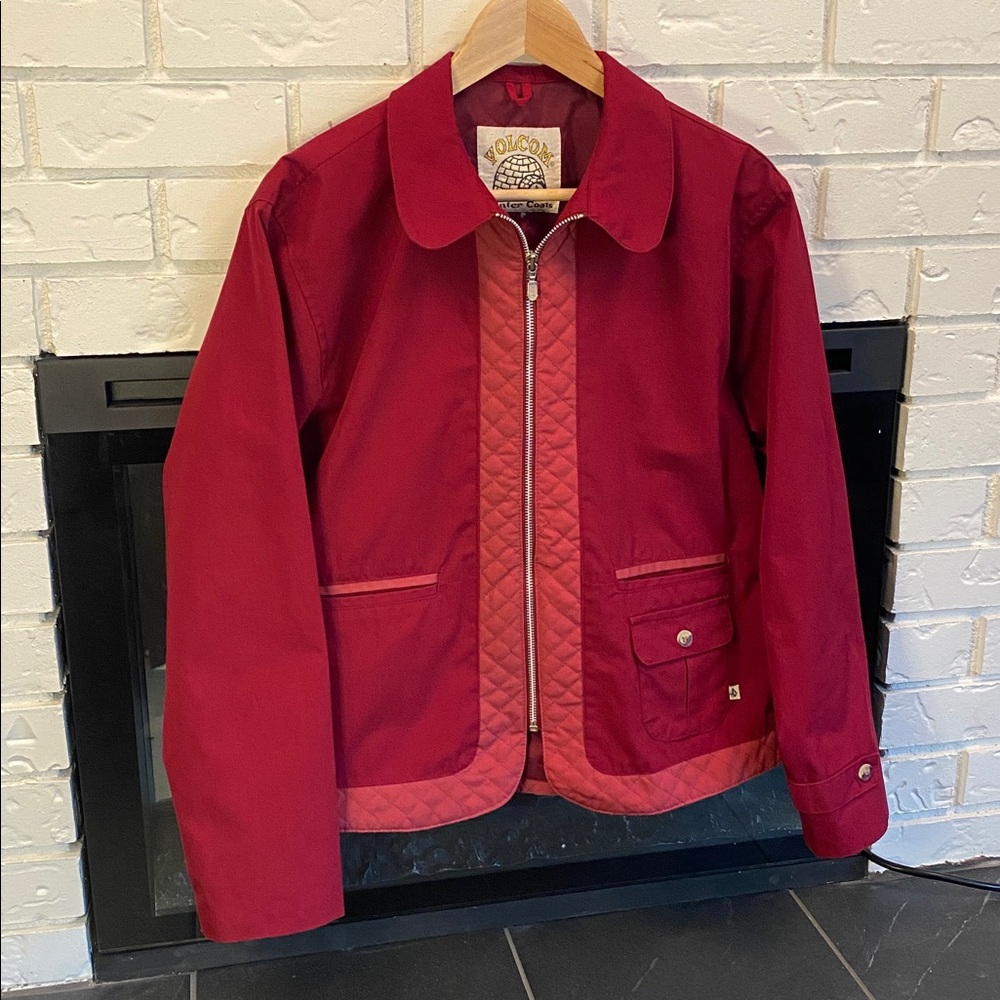 Volcom Vintage Made in USA Red Lightweight Quilted-Trim Jacket